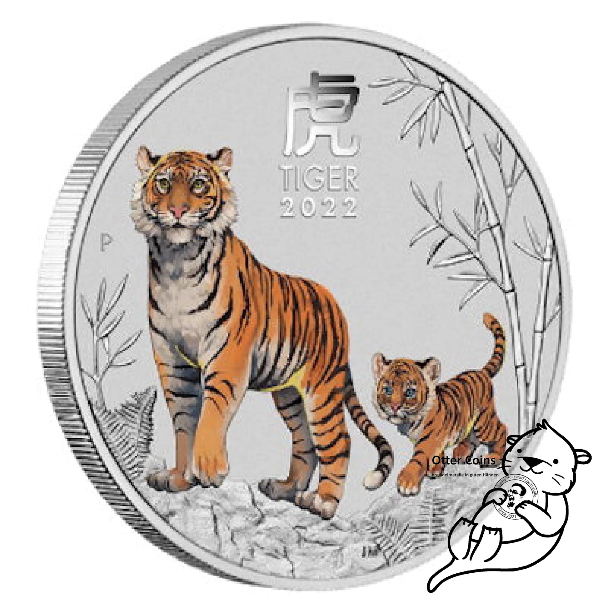 Lunar III Tiger 1 Oz Silbermünze coloriert 2022*