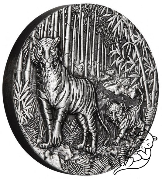 Lunar III Tiger 2 oz Silbermünze Antik Finish 2022
