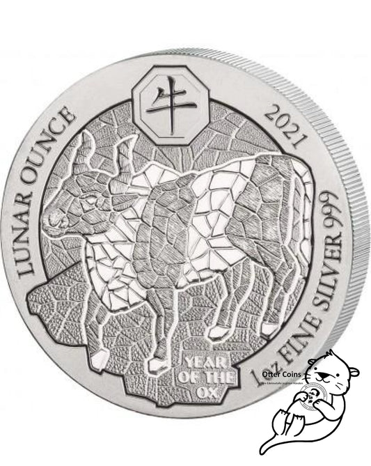 Ruanda Lunar Ochse 1 Oz Silbermünze 2021*