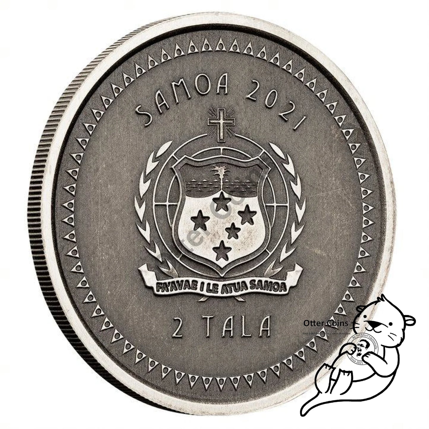 Samoa Seahorse 1 Oz Silbermünze Antik Finish 2021*