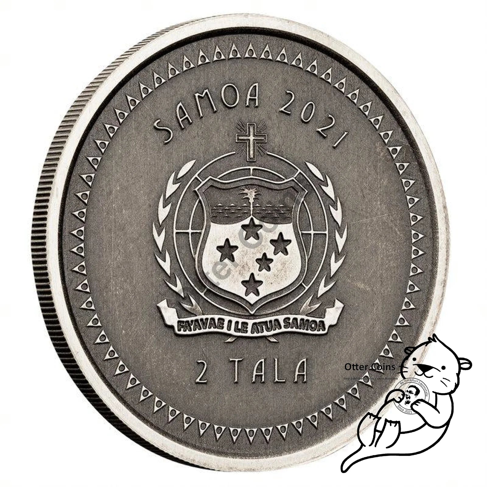 Samoa Seahorse 1 Oz Silbermünze Antik Finish 2021*