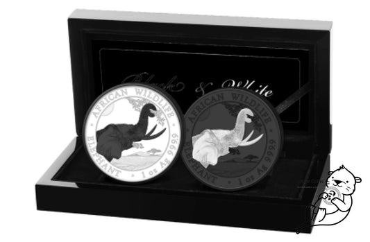 Somalia Elefant 2023 Black & White 2x1oz Silbermünze**