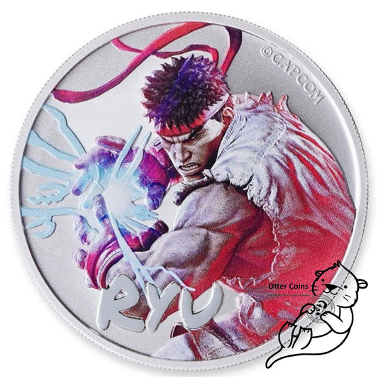 Tuvalu Street Fighter Ryu coloriert 1 Oz Silbermünze 2022*