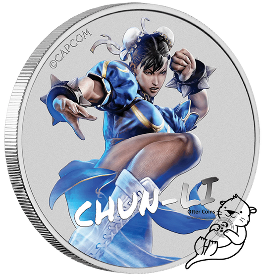 Tuvalu Street Fighter Chun Li coloriert 1 Oz Silbermünze