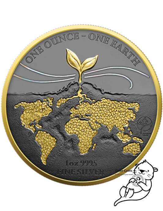 Fiji Earth 2022 1 oz Silbermünze Gilded
