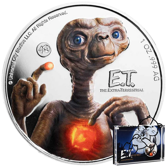 E.T. 40. Jubiläum 1 oz Silbermünze Glow in the Dark Acryl*