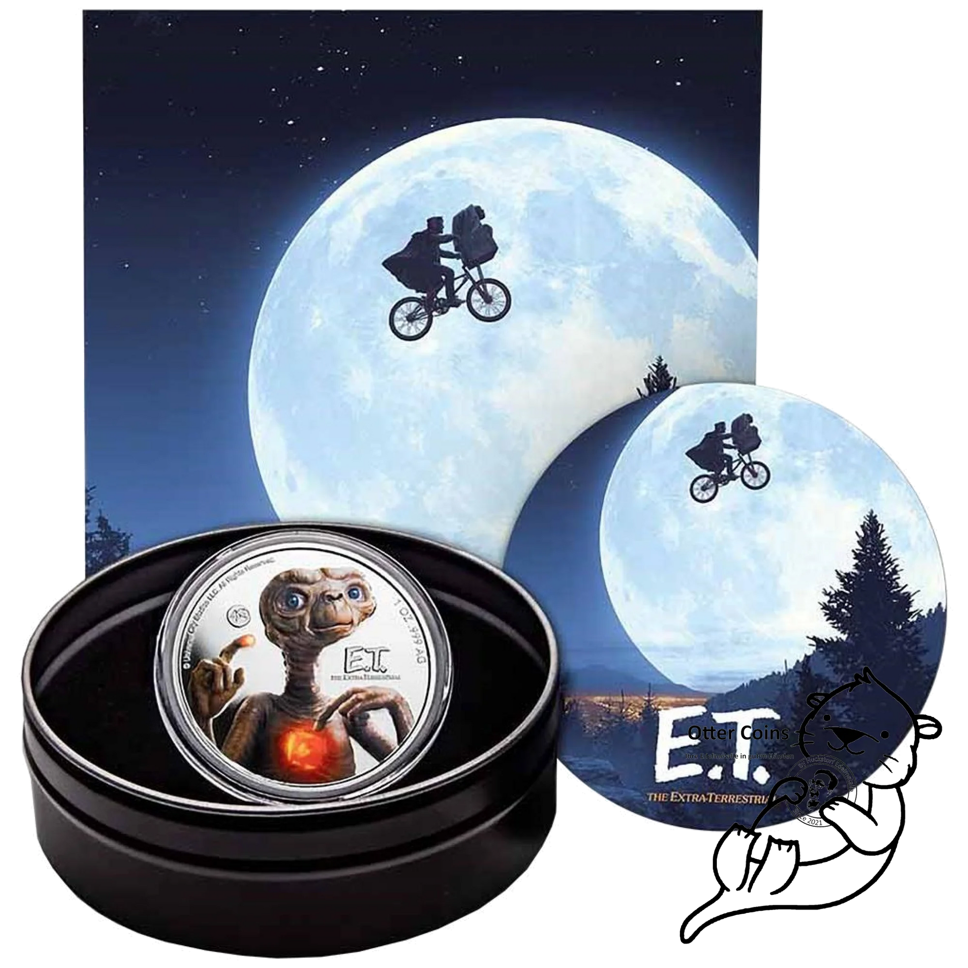 E.T. 40. Jubiläum 1 oz Silbermünze Glow in the Dark Dose*