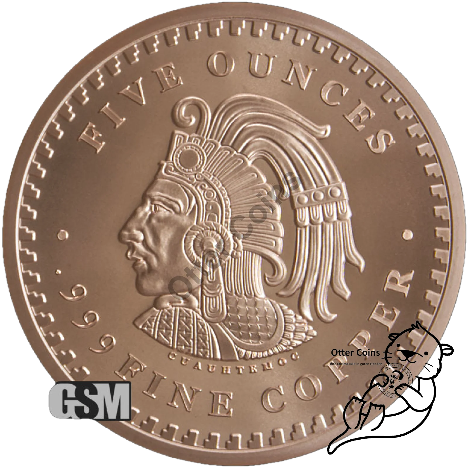 Kupfermünze Aztekenkalender 5oz