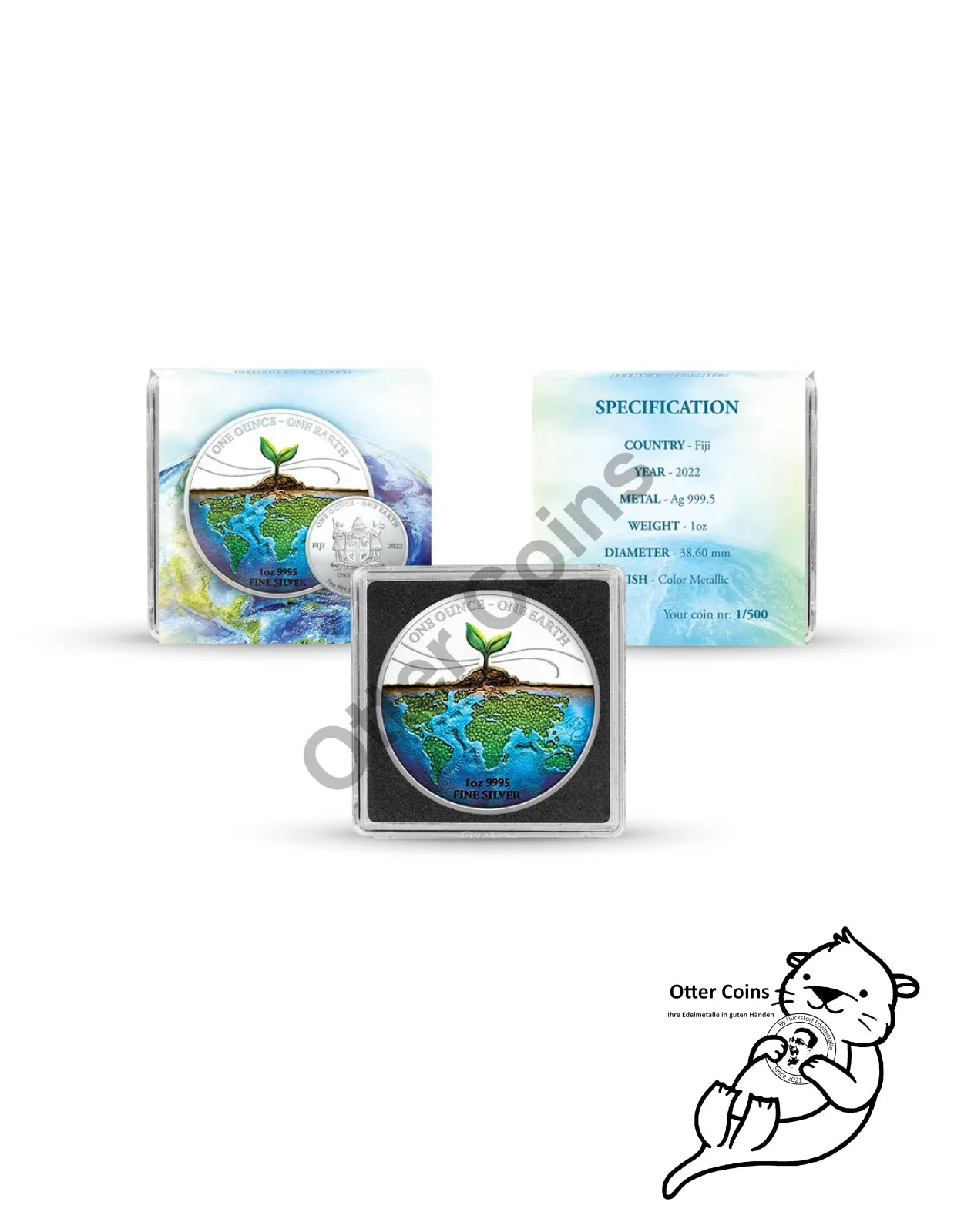 Fiji Earth 2022 1 oz Silbermünze Color